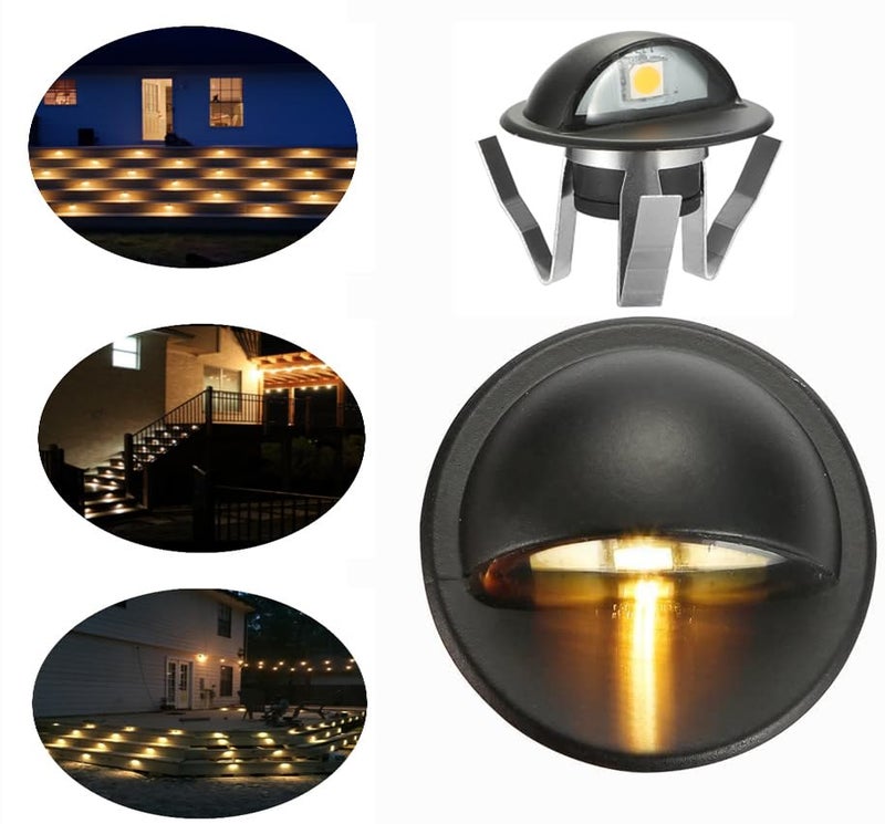 FVTLED Pack of 10 Warm White Low Voltage LED Deck Lights kit Î¦1.38 Outdoor Garden Yard Decoration Lamp Recessed Landscape Pathway Step Stair Warm White LED Lighting, Black - Image 4